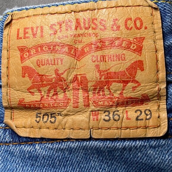 Vintage Y2K Levis 505 Mens Blue Denim Jeans Size 36X29 Western Cowboy - Picture 4 of 9